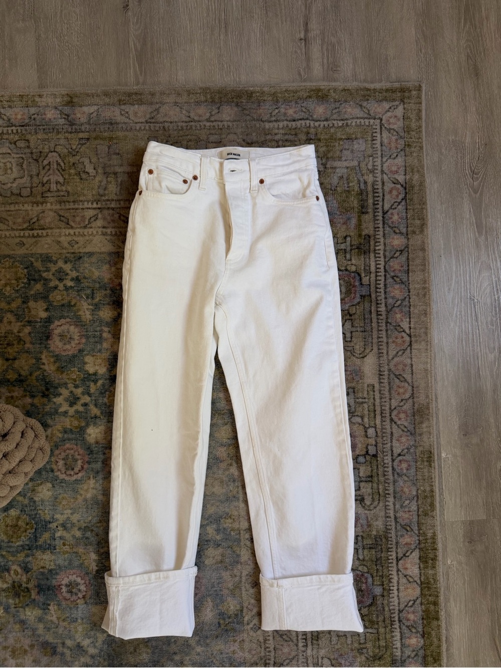 Buck Mason White Straight Leg Jeans